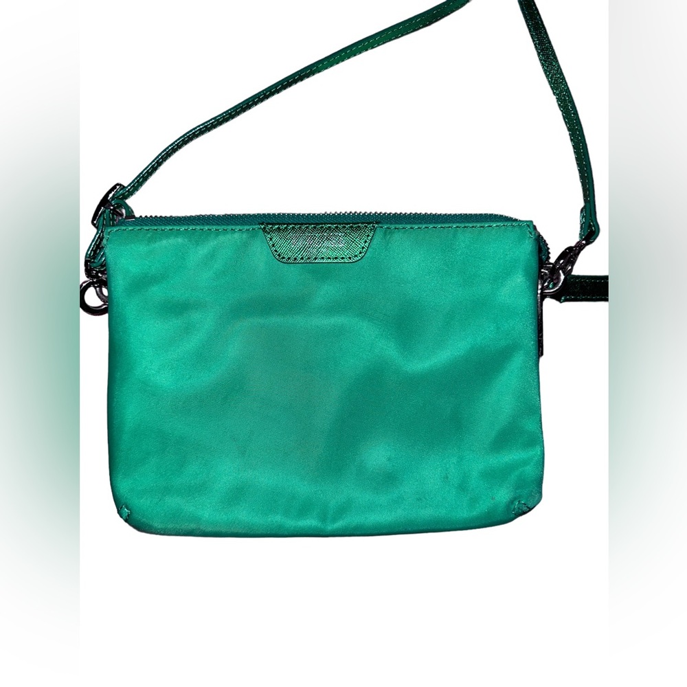MZ WALLACE 💚 Emerald Green Zipper  Crossbody, Straps, Silver Hardware
